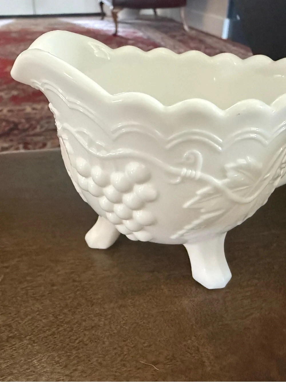 Vintage Imperial Glass Satin Grapes Milk Glass Sugar and Creamer Set
